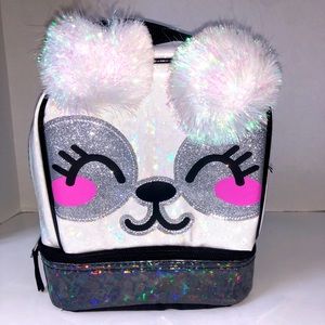Panda Emoji Dual Compartment Drop Bottom Insulated Lunch Bag/Box New